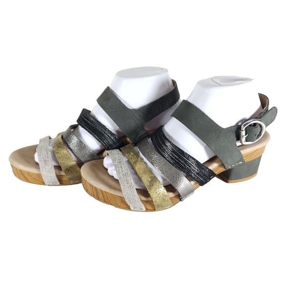 Dansko Women's Maribeth 39 US8-8,5 Leather Metallic Multicolor Slingback Sandals - Picture 1 of 15